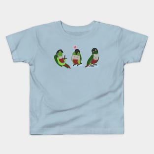 Three Green Cheeked Conure doodles Kids T-Shirt